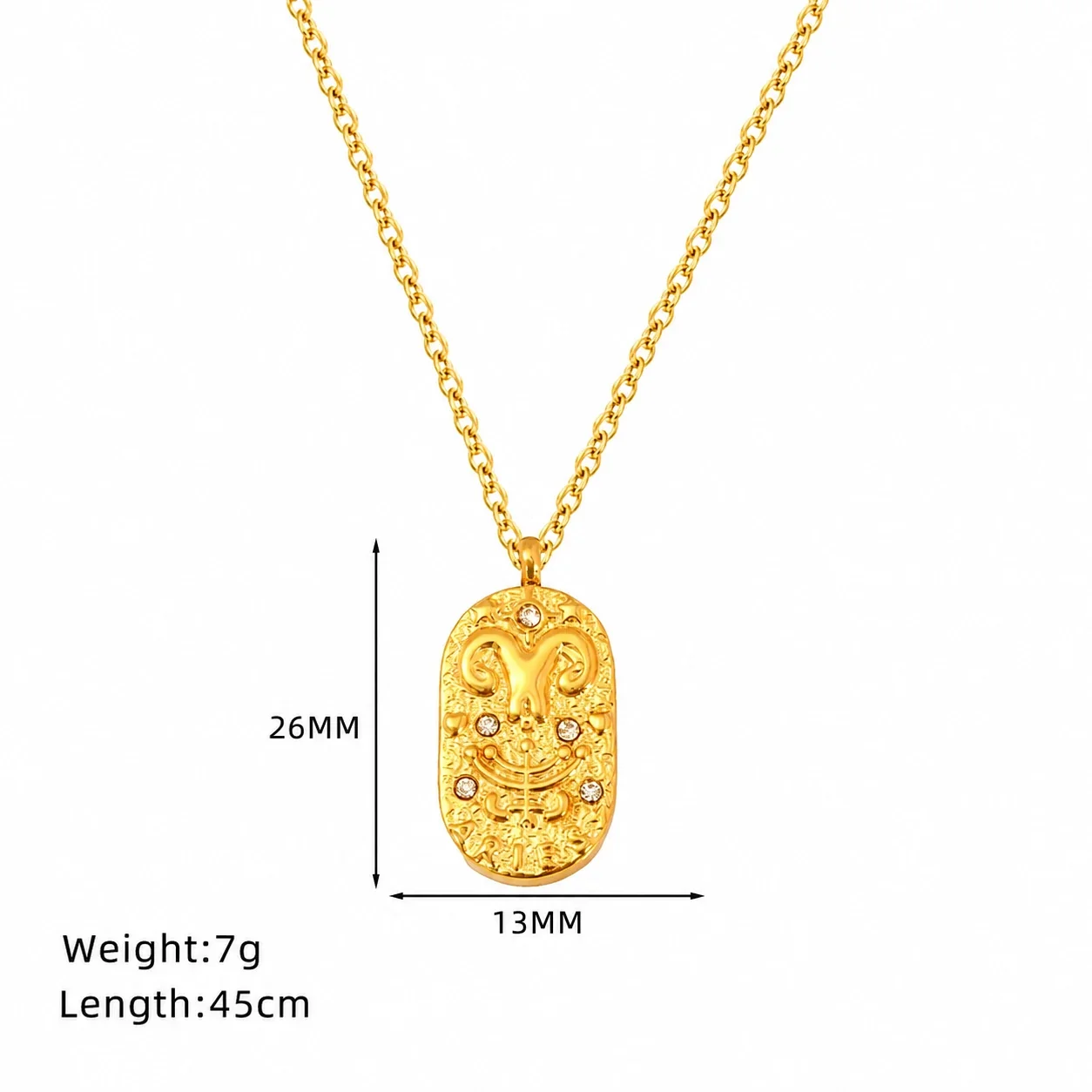 Celestial Gold-Plated Oval Zodiac CZ Pendant Necklace