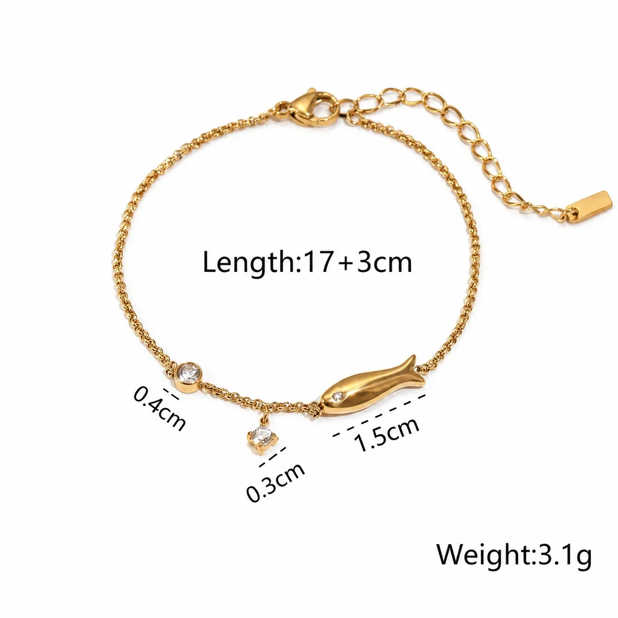 Romantic Gold-Plated Heart CZ Chain Bracelet - Gold Tennis