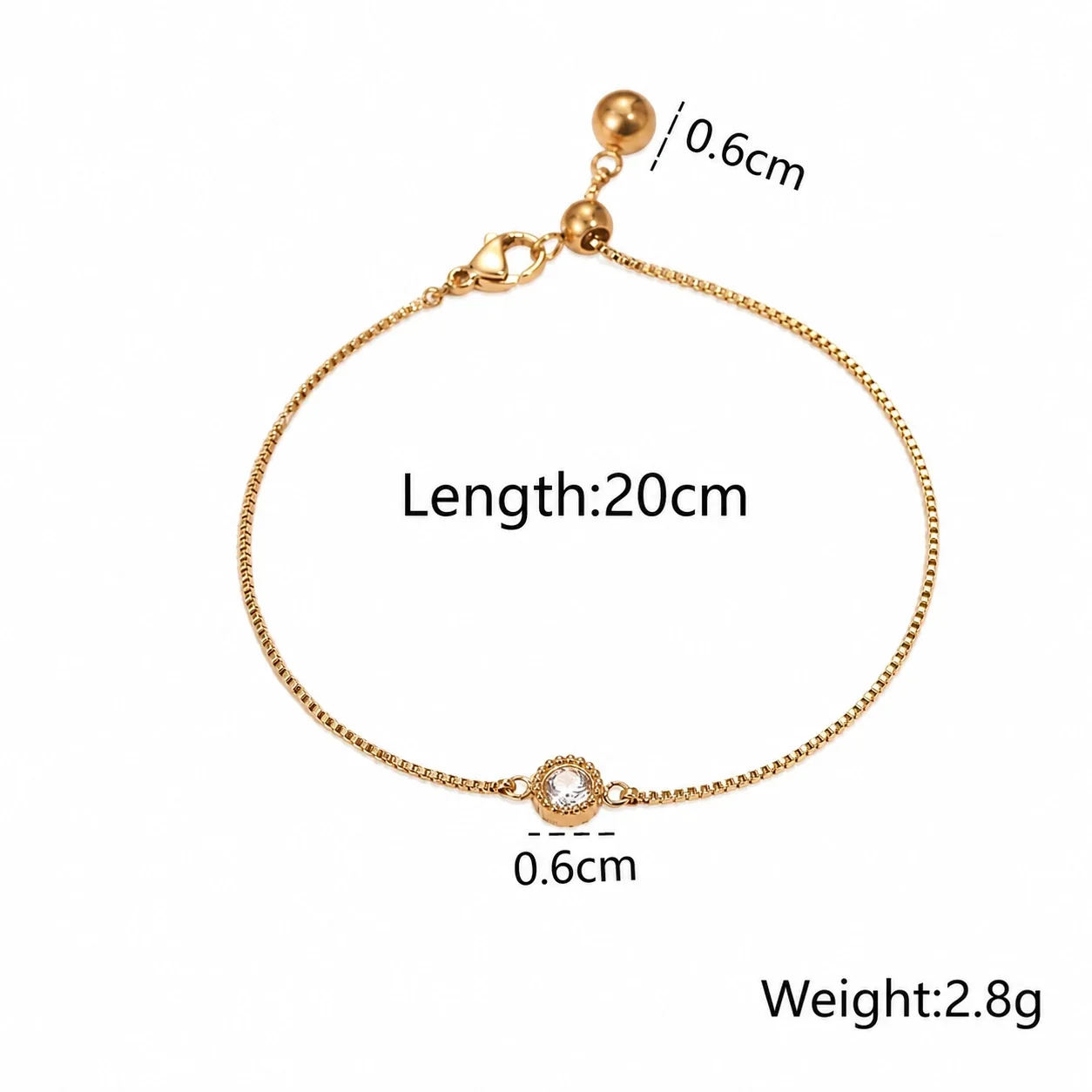 Romantic Gold-Plated Heart CZ Chain Bracelet - Gold Fish Charm