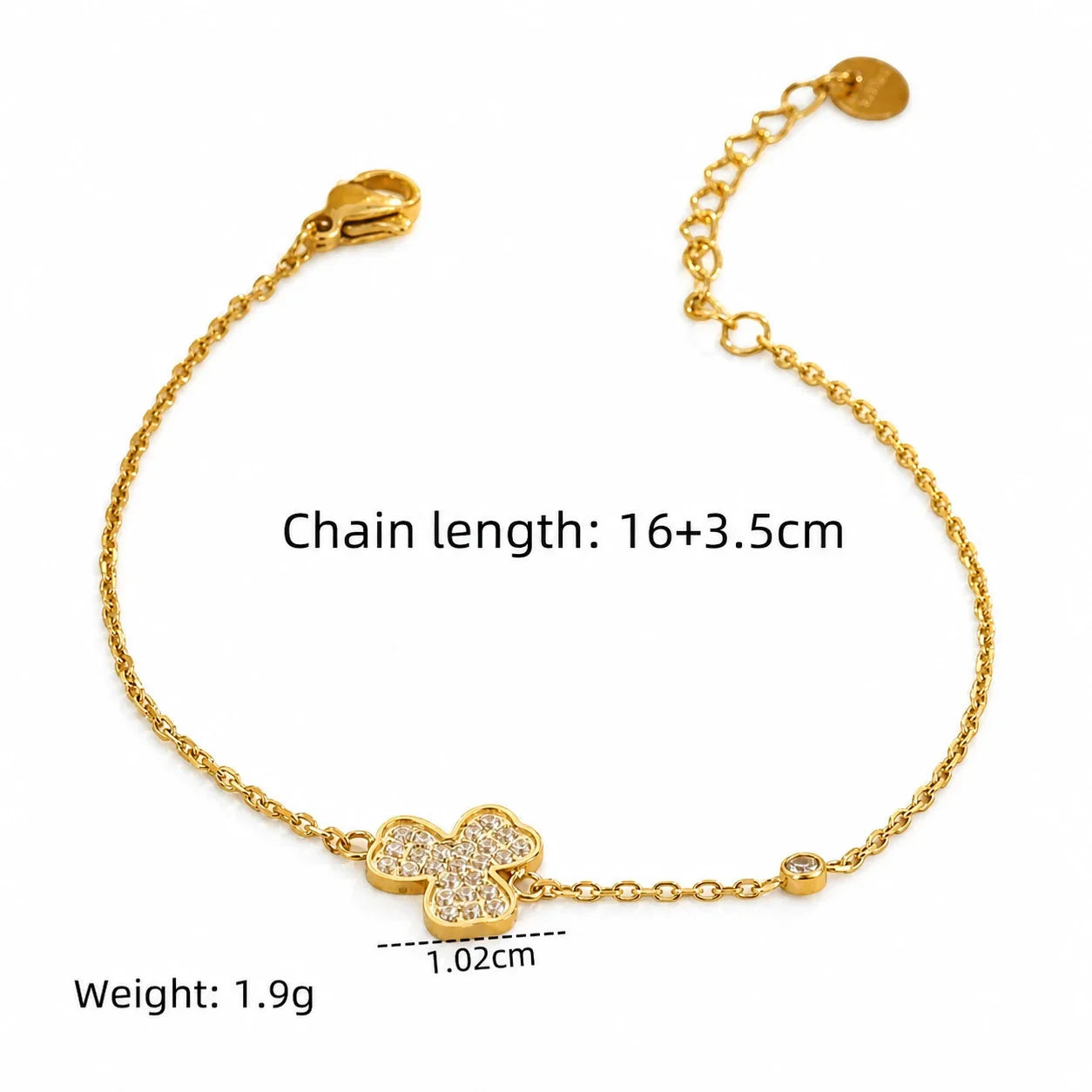 Romantic Gold-Plated Heart CZ Chain Bracelet - Gold Solitaire Heart