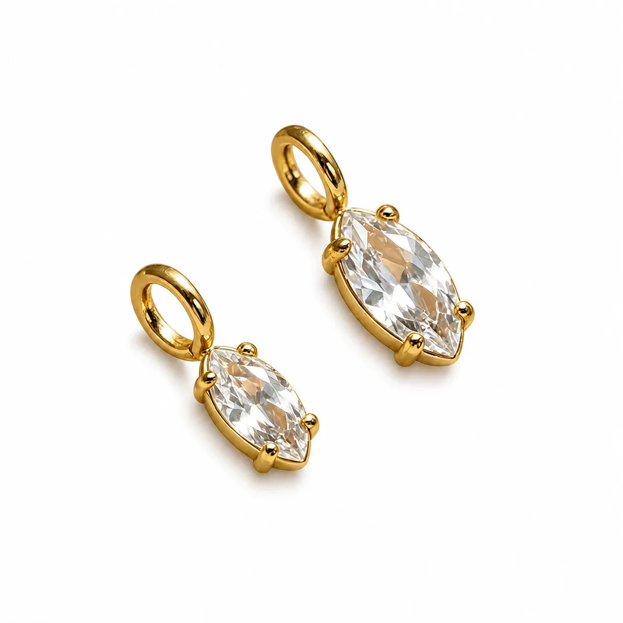 Marquise CZ Oval Bail 14K Gold-Plated 316 Steel Pendant