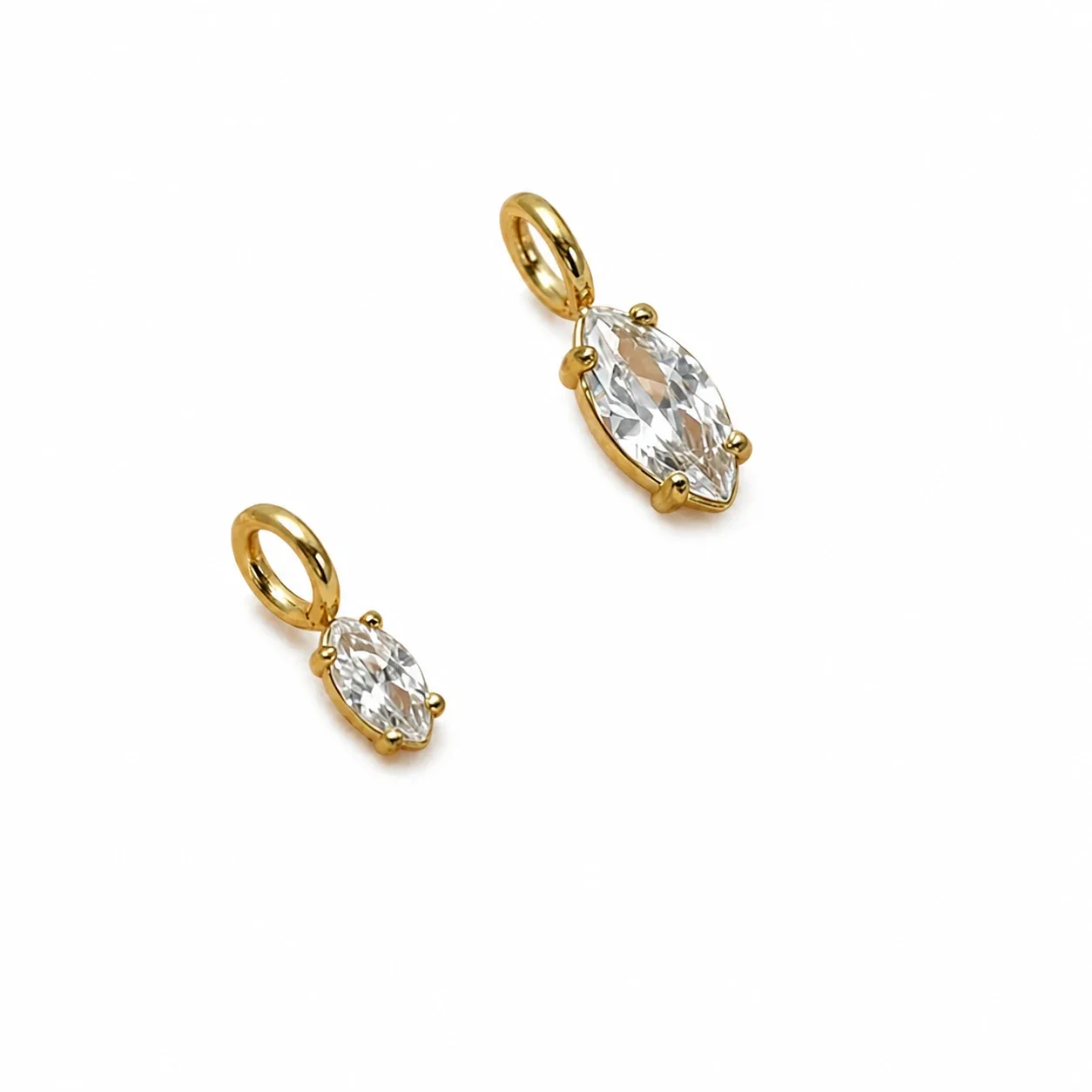 Marquise CZ Oval Bail 14K Gold-Plated 316 Steel Pendant