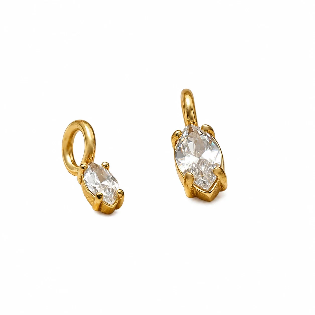 Marquise CZ Oval Bail 14K Gold-Plated 316 Steel Pendant