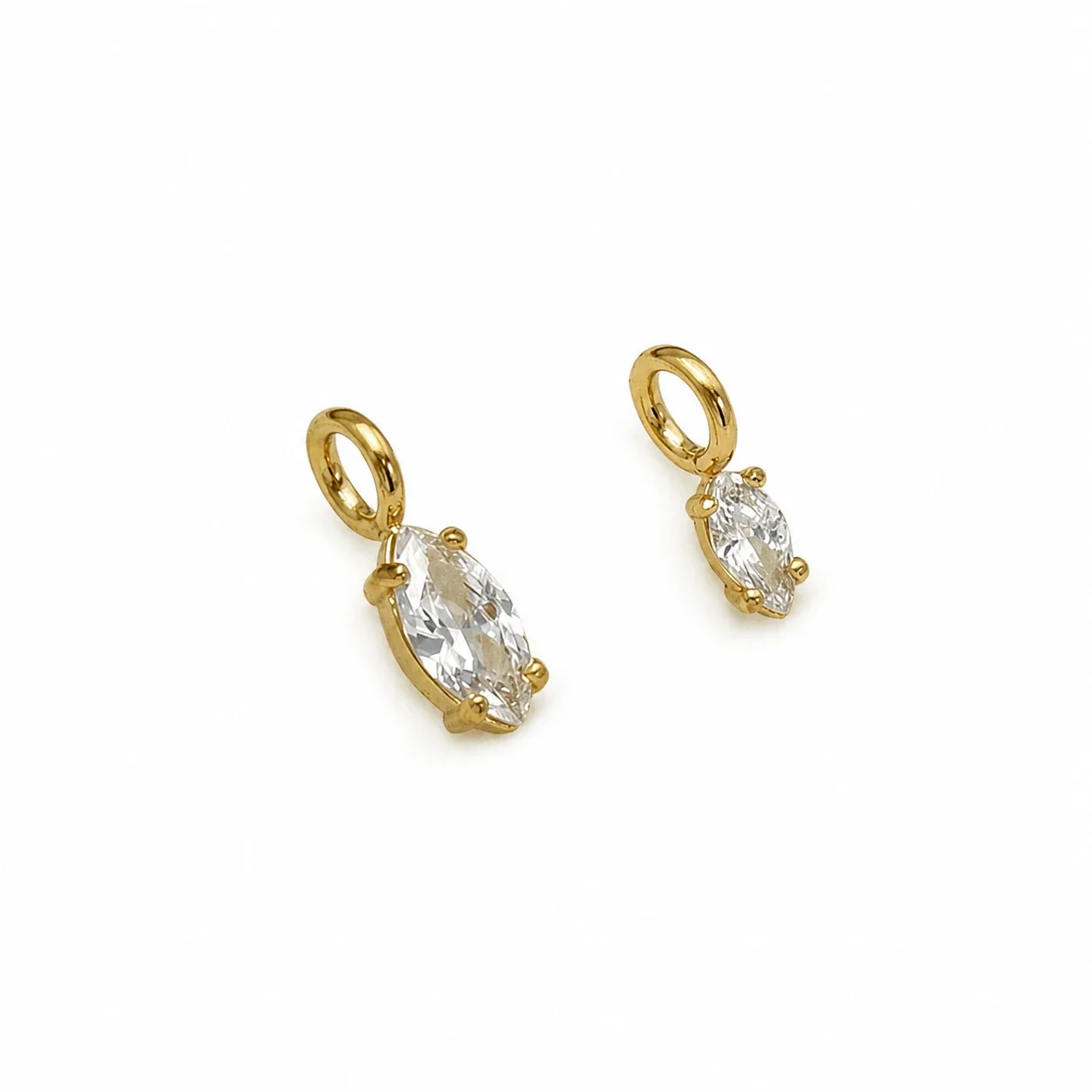 Marquise CZ Oval Bail 14K Gold-Plated 316 Steel Pendant
