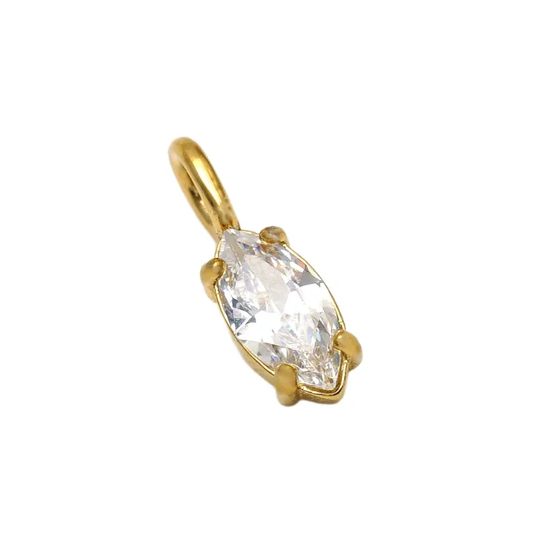 Marquise CZ Oval Bail 14K Gold-Plated 316 Steel Pendant