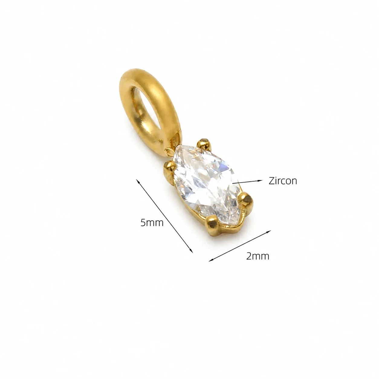 Marquise CZ Oval Bail 14K Gold-Plated 316 Steel Pendant - x mm