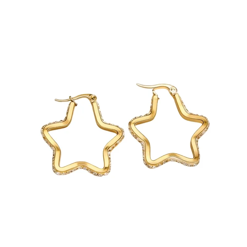 Sculptural Stainless Steel Star Hoop Earrings