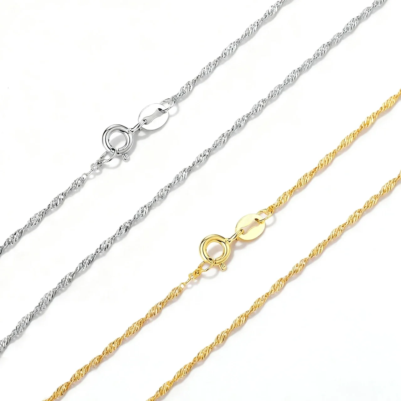 Polished Stainless Steel Twisted Rope Chain Necklace