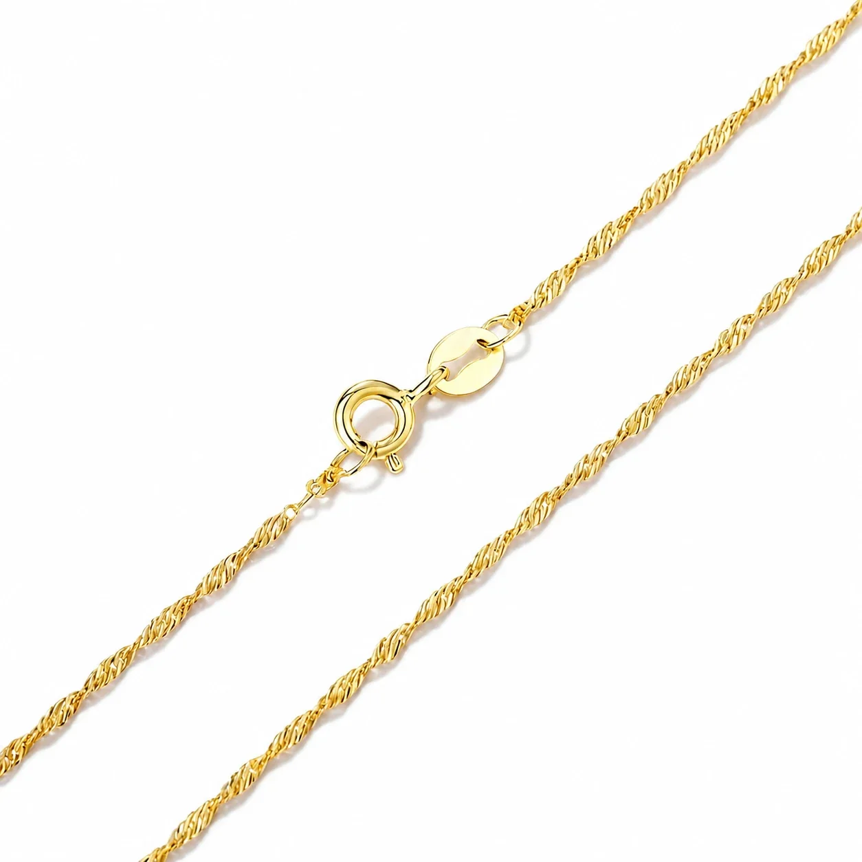 Polished Stainless Steel Twisted Rope Chain Necklace - Gold