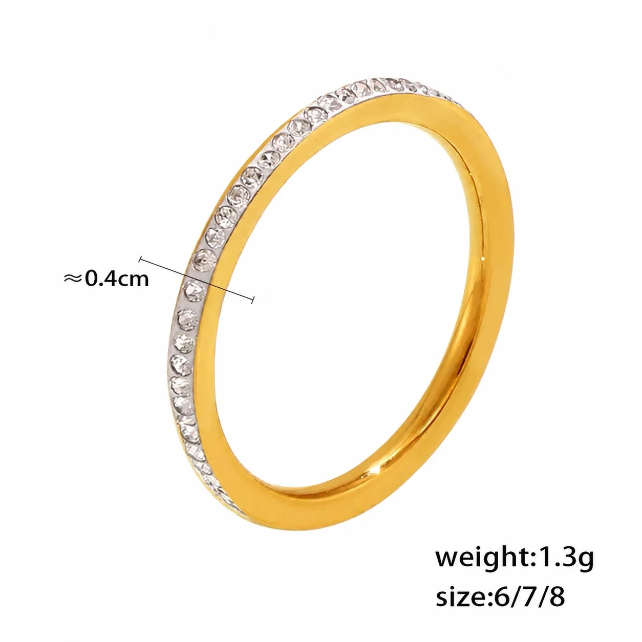 Polished Gold-Plated Slim Pavé Stacking Ring Set - Gold Plain Slim