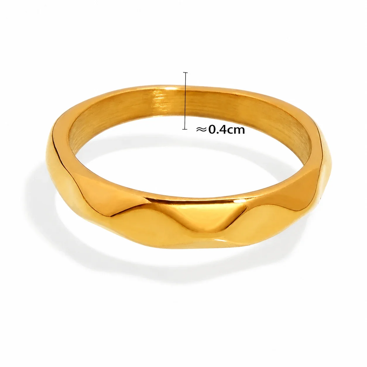Polished Gold-Plated Slim Pavé Stacking Ring Set - Gold Pavé Edge
