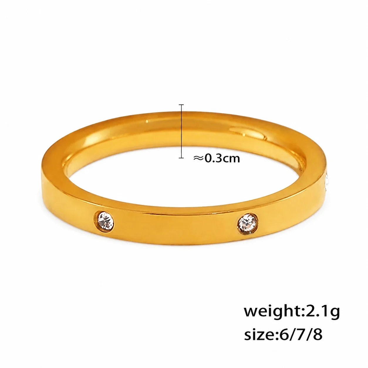 Polished Gold-Plated Slim Pavé Stacking Ring Set - Gold Faceted
