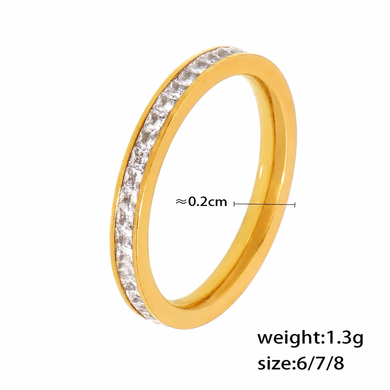 Polished Gold-Plated Slim Pavé Stacking Ring Set - Gold Flush
