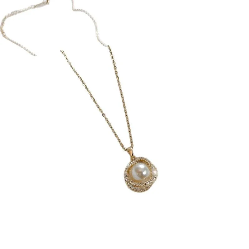 Parel-hangerketting met halocirkel en Venetiaanse ketting, roestvrij staal