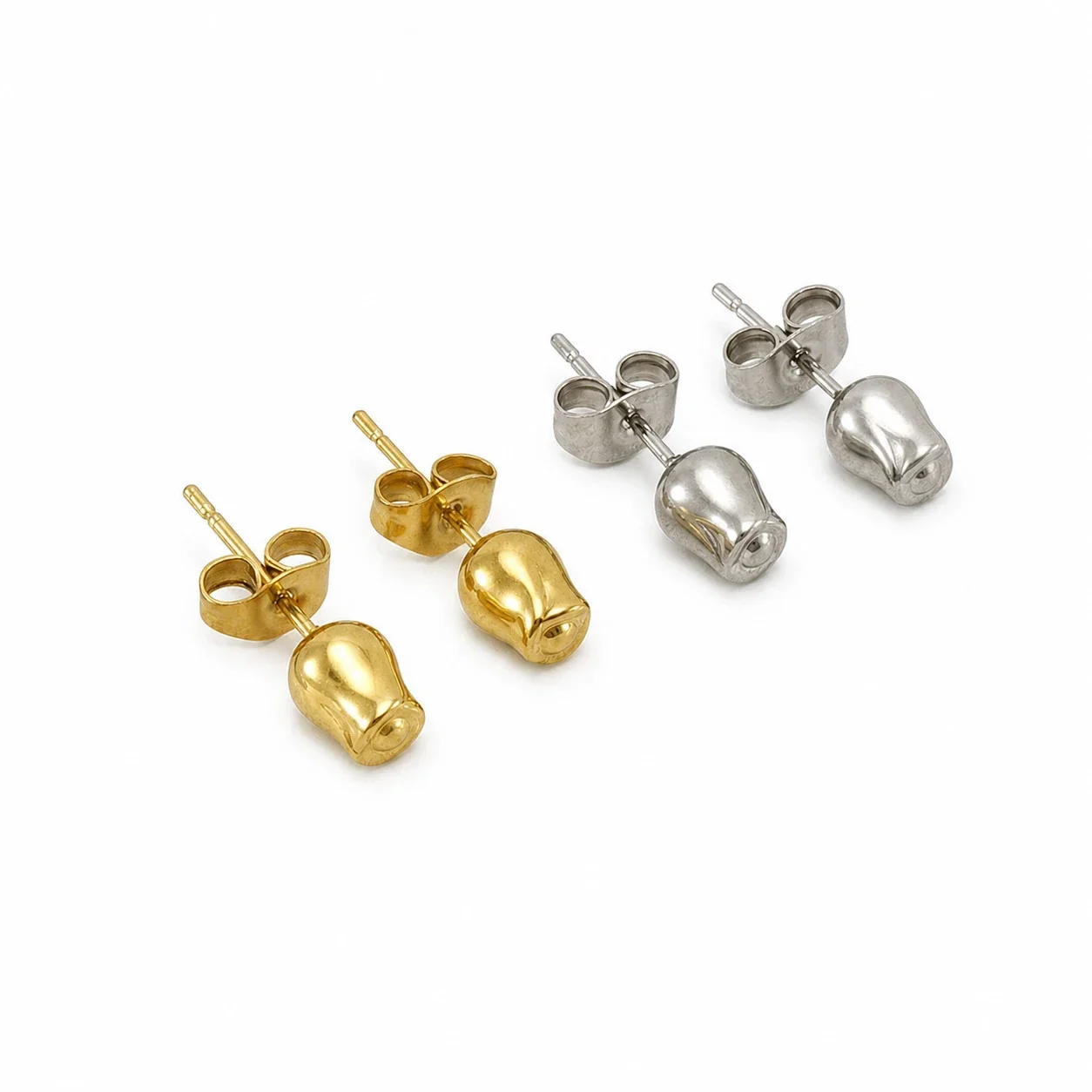 Petite Stainless Steel Ball Pearl Crystal Stud Earrings