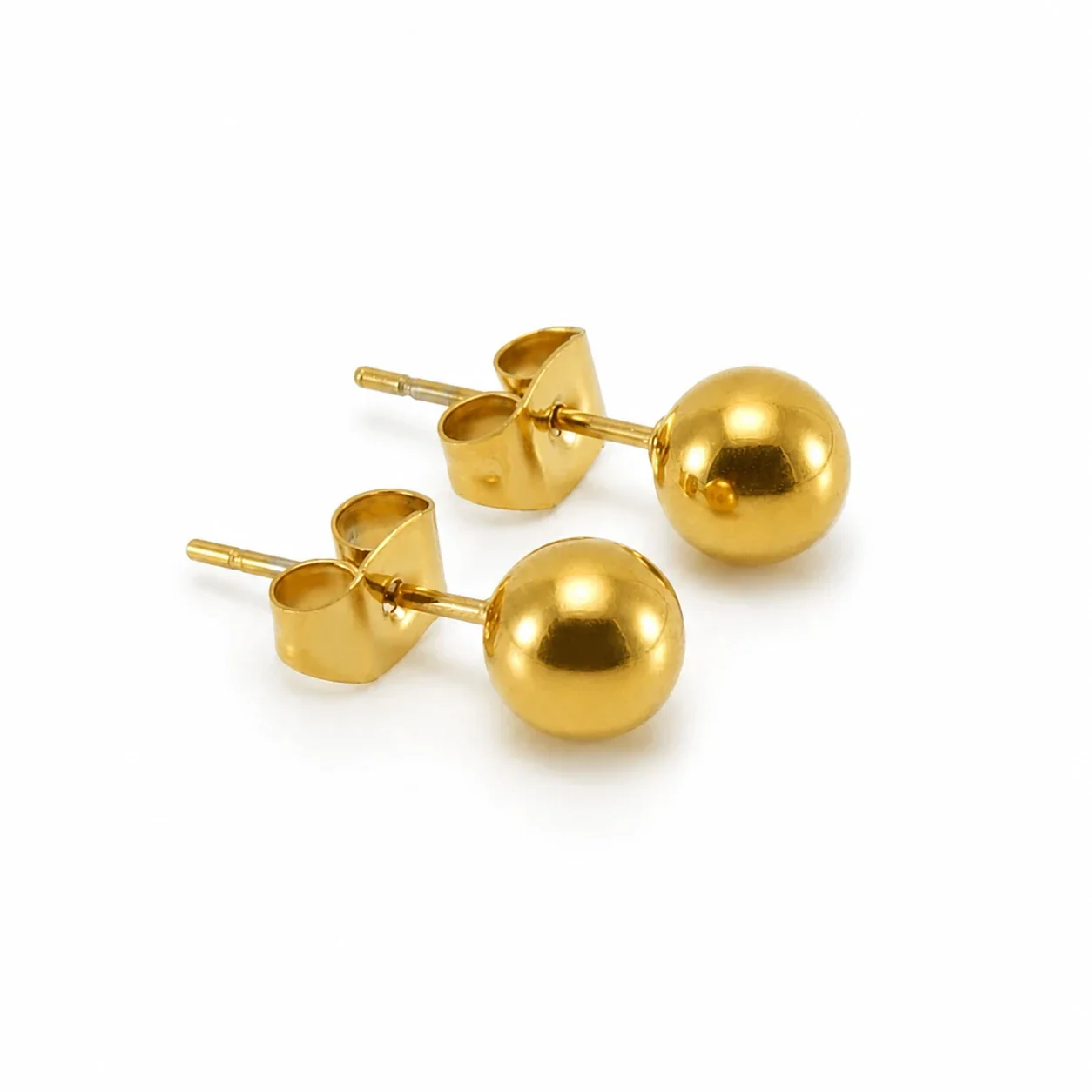 Petite Stainless Steel Ball Pearl Crystal Stud Earrings - Steel Ball
