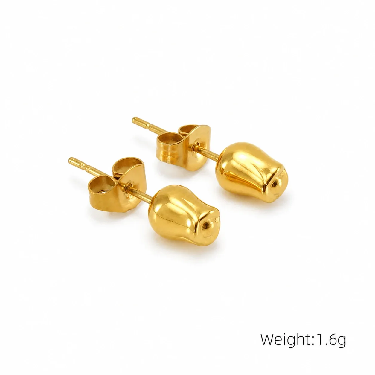 Petite Stainless Steel Ball Pearl Crystal Stud Earrings - Gold Rose
