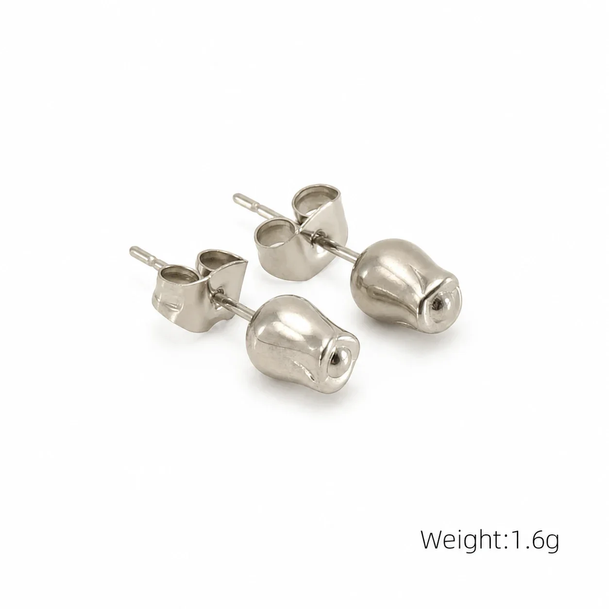 Petite Stainless Steel Ball Pearl Crystal Stud Earrings - Silver Rose