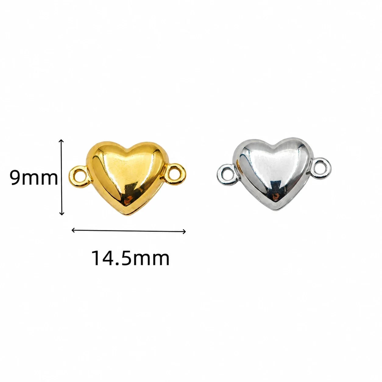 Polished 316 Stainless Steel Heart Magnetic Clasp