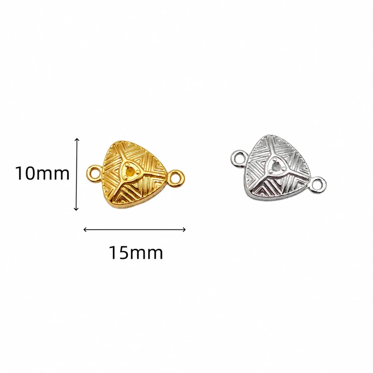 Polished 316 Stainless Steel Heart Magnetic Clasp - Triangle Single Stone Seat Without Stone