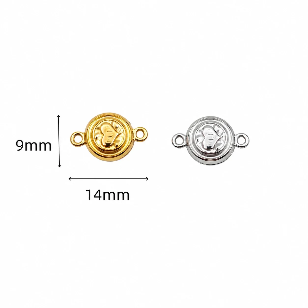 Polished 316 Stainless Steel Heart Magnetic Clasp - Round Heart Center Without Stone