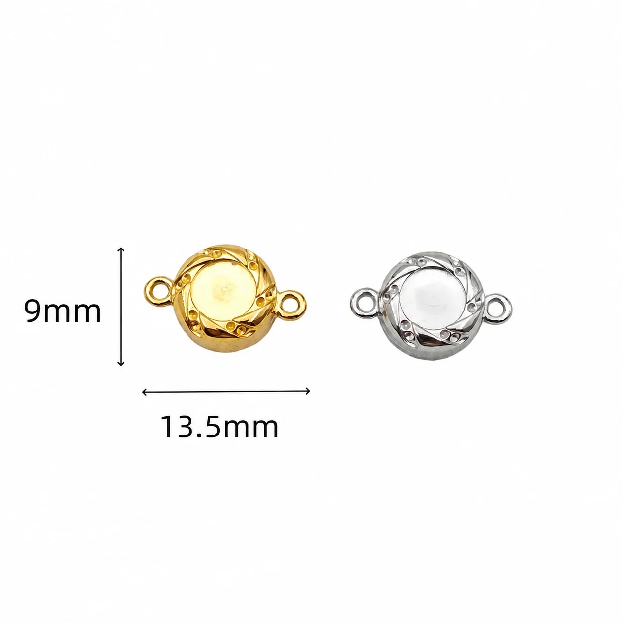 Polished 316 Stainless Steel Heart Magnetic Clasp - Round Polished Center