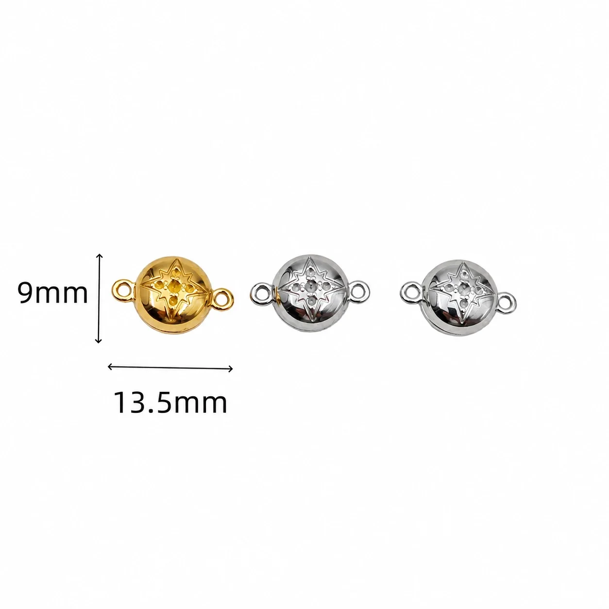Polished 316 Stainless Steel Heart Magnetic Clasp - Round -Stone Seat Without Stone