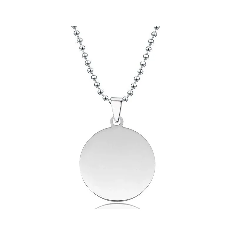 Necklace with Blank Round Disc and Ball Chain