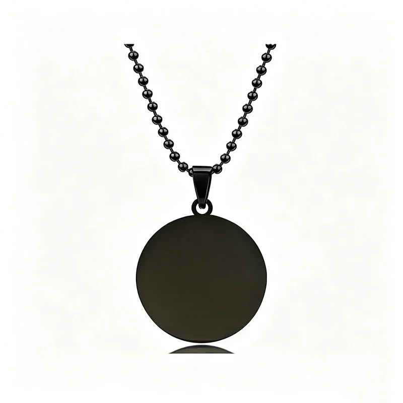 Necklace with Blank Round Disc and Ball Chain