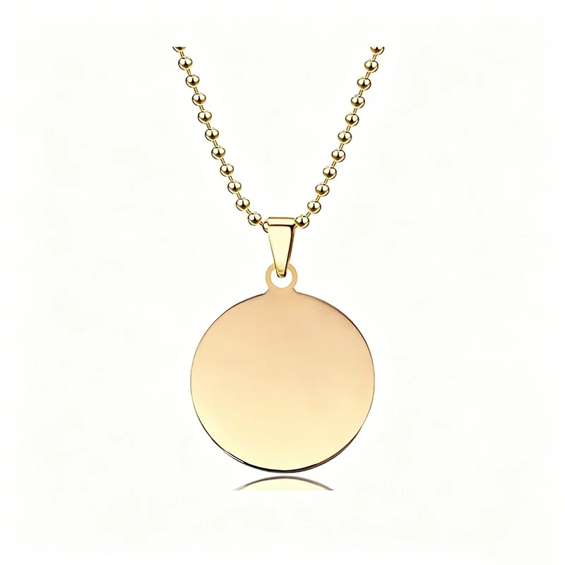 Necklace with Blank Round Disc and Ball Chain