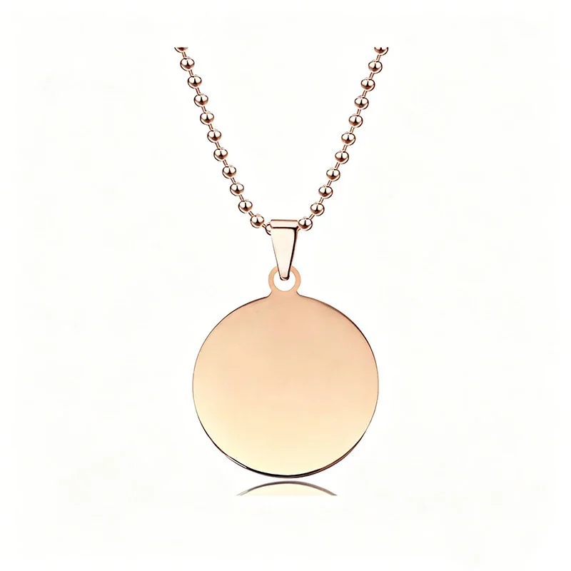 Necklace with Blank Round Disc and Ball Chain