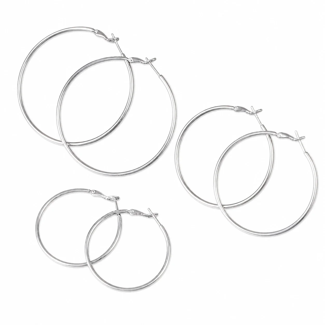 Sleek Stainless Steel Slim Round Hoop Earrings