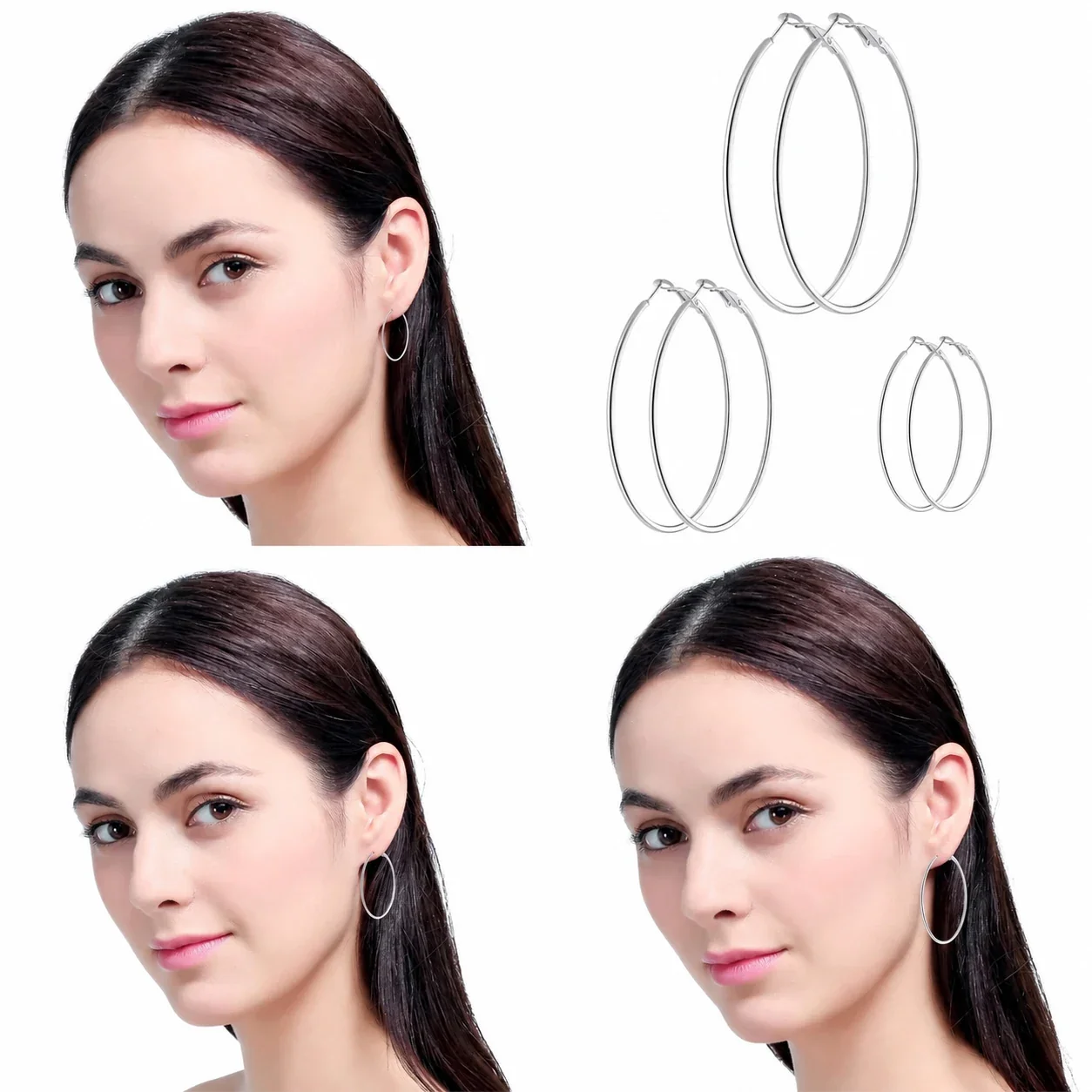 Sleek Stainless Steel Slim Round Hoop Earrings