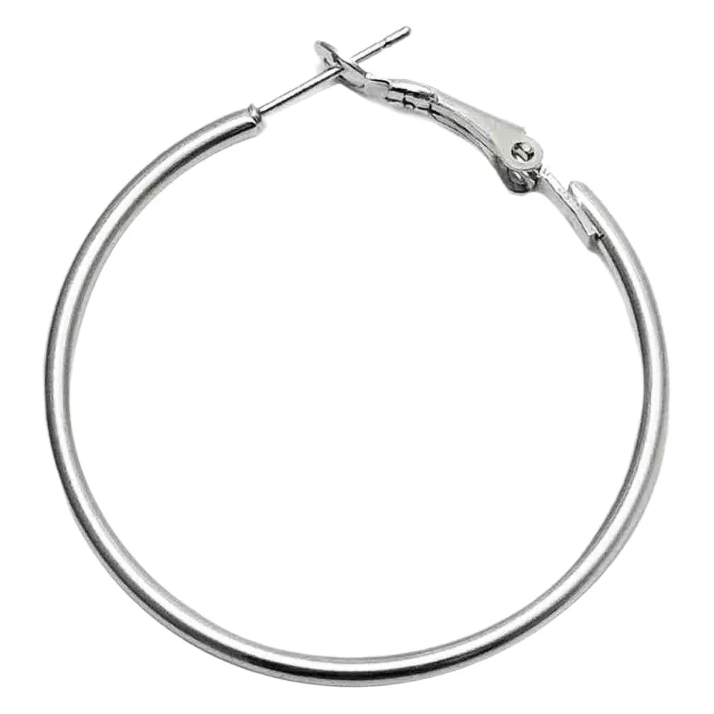 Sleek Stainless Steel Slim Round Hoop Earrings