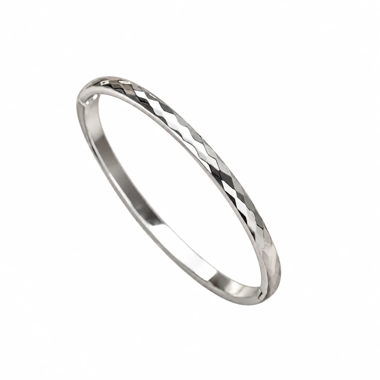 Foto del producto: Brazalete rígido facetado de acero inoxidable chapado en oro de 18K