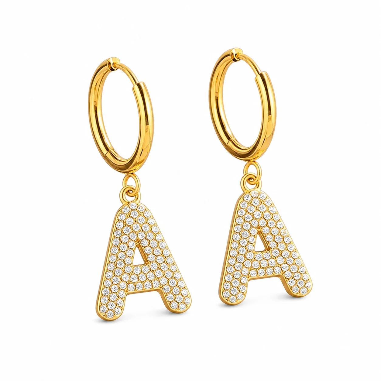Sparkling 316 Stainless Steel Pavé Heart Hoop Earrings