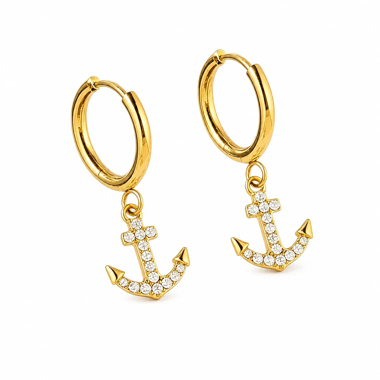 Sparkling 316 Stainless Steel Pavé Heart Hoop Earrings
