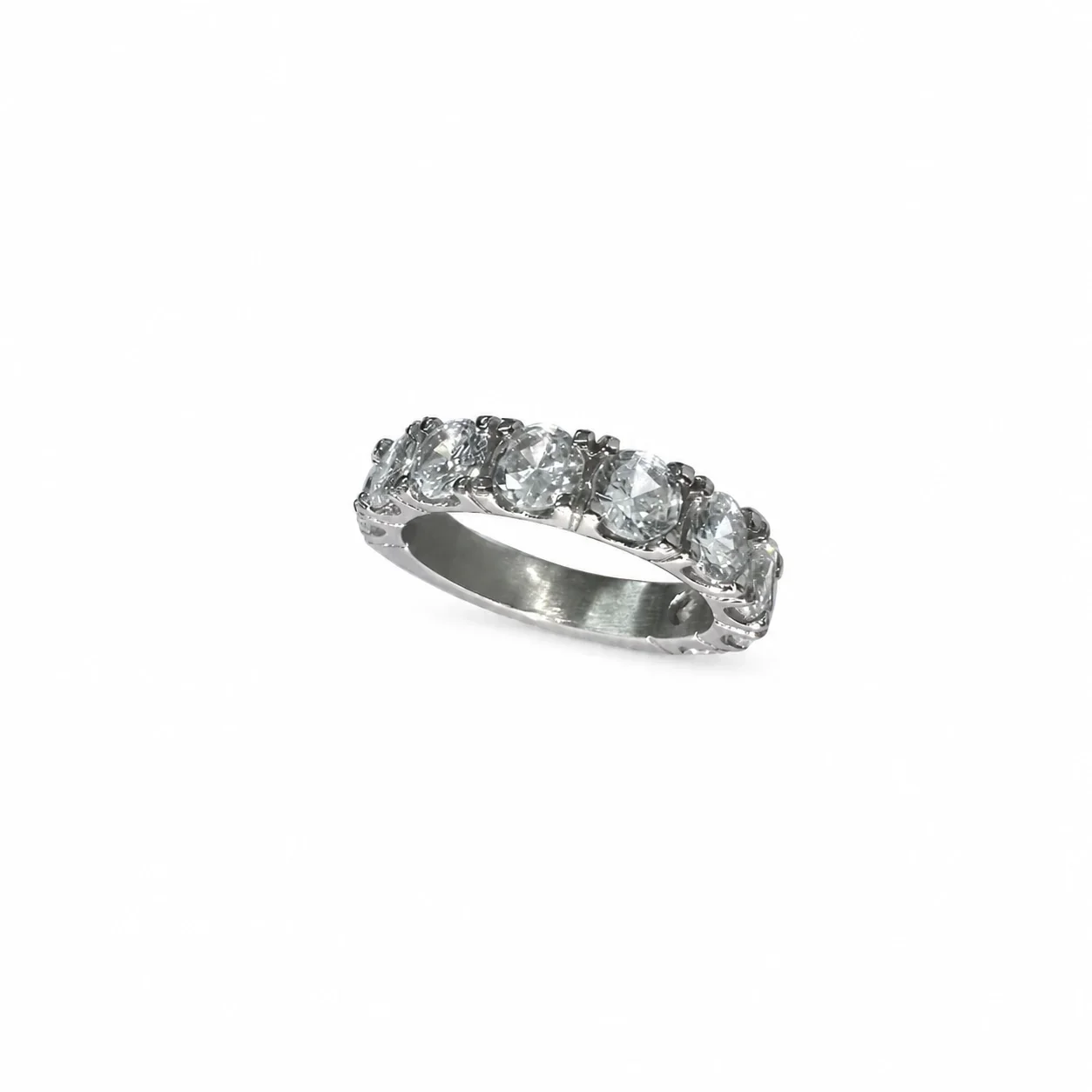 Radiant 316 Stainless Steel Round CZ Band Ring
