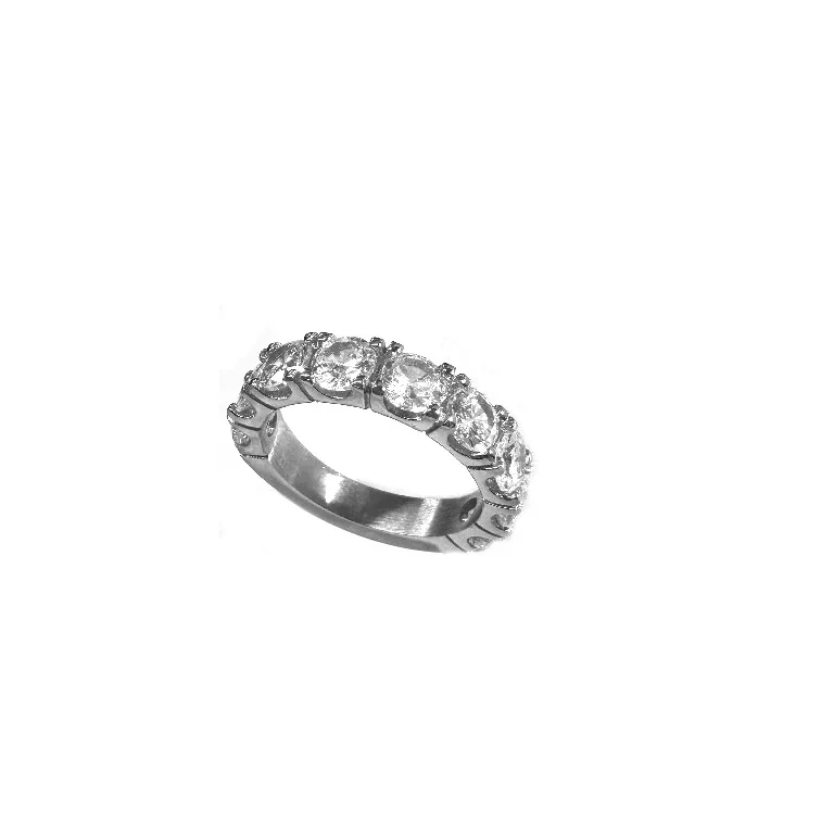 Radiant 316 Stainless Steel Round CZ Band Ring