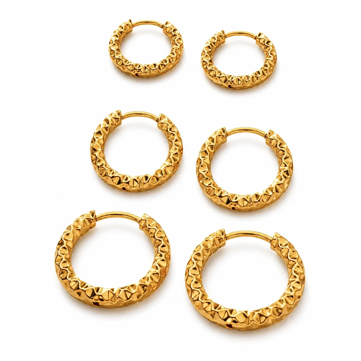 Faceted 18K Gold-Plated 316L Huggie Hoop Earrings