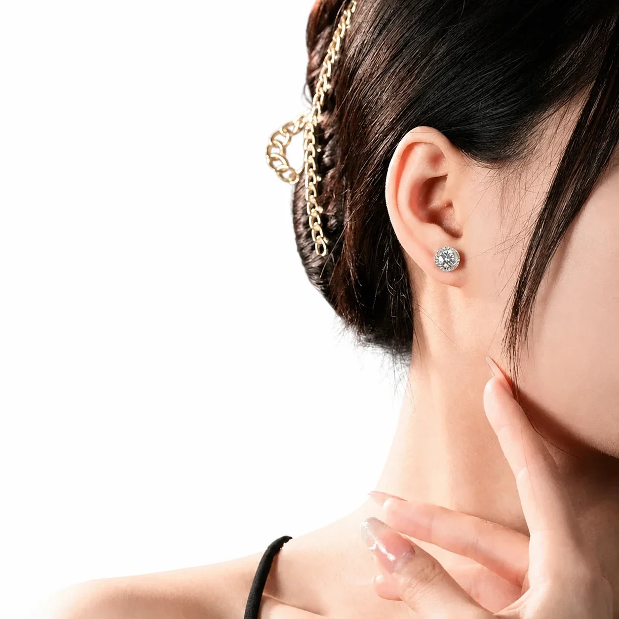 Radiant Silver-Tone Round CZ Halo Stud Earrings