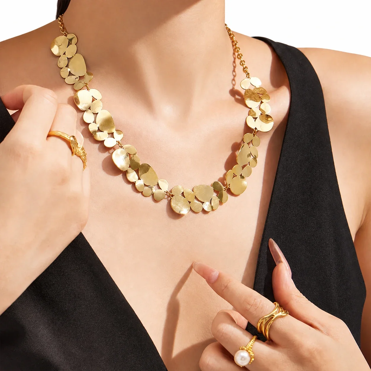 Molten Disc 18K Gold-Plated 316L Stainless Steel Necklace