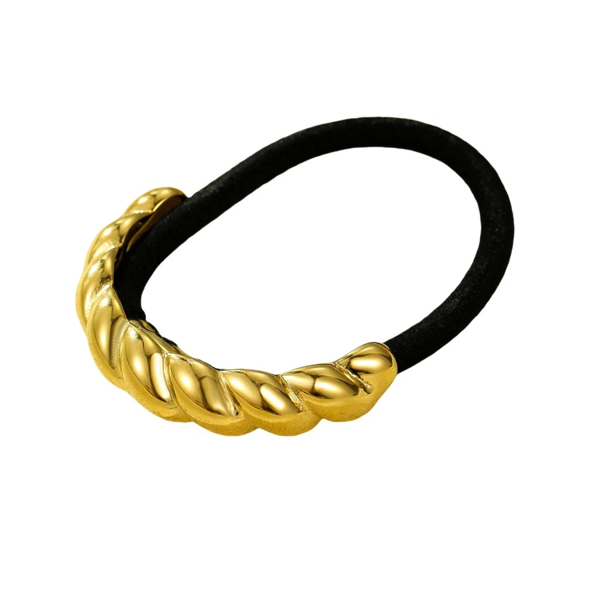 Hair Tie with Braided 18K Gold-Plated Stainless Steel Accent