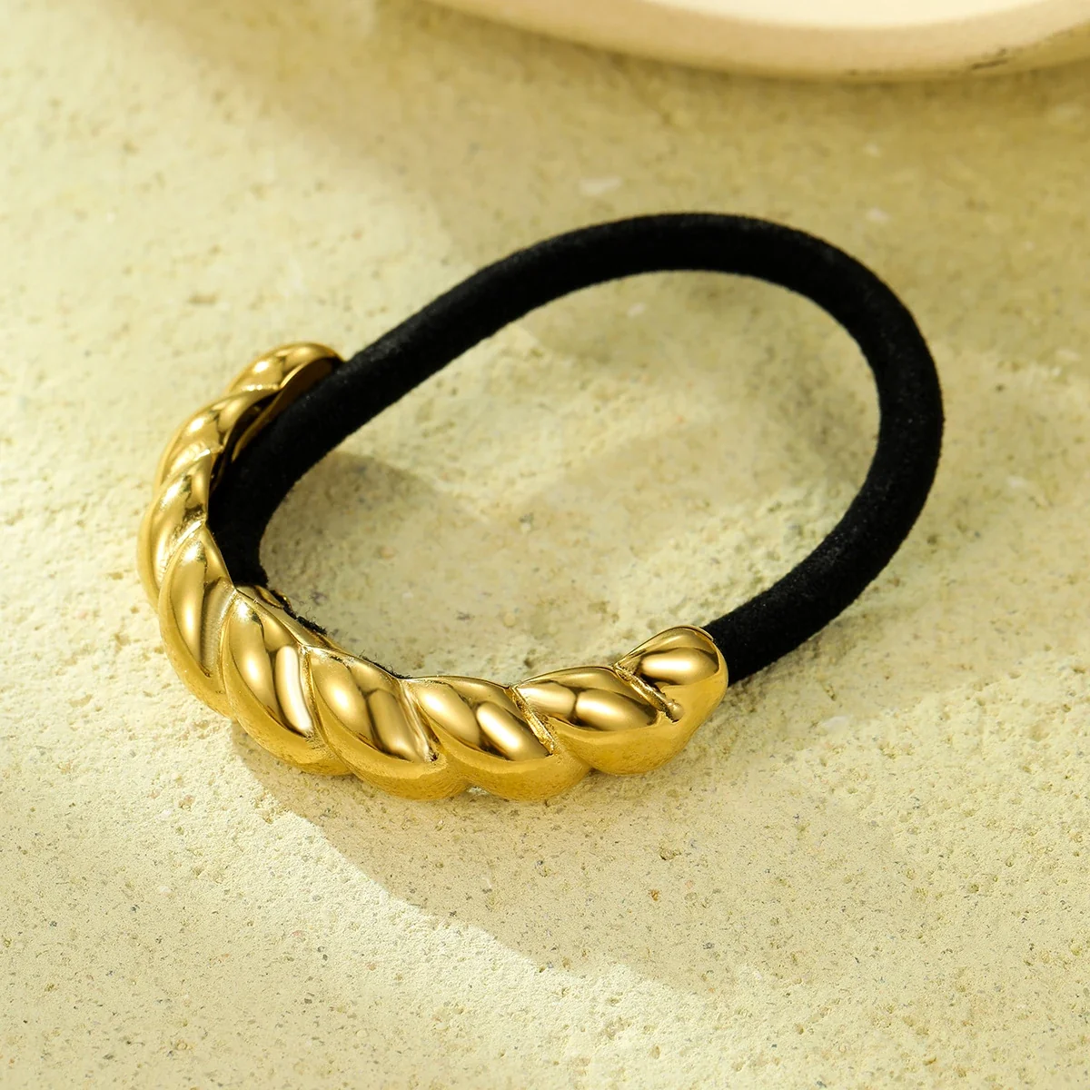 Hair Tie with Braided 18K Gold-Plated Stainless Steel Accent