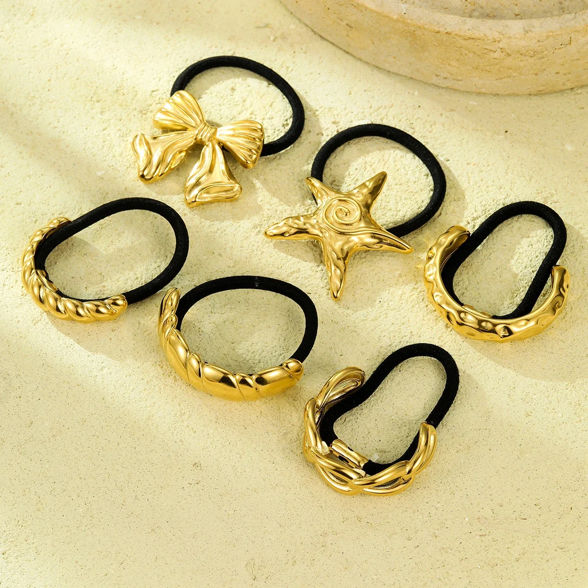 Hair Tie with Braided 18K Gold-Plated Stainless Steel Accent