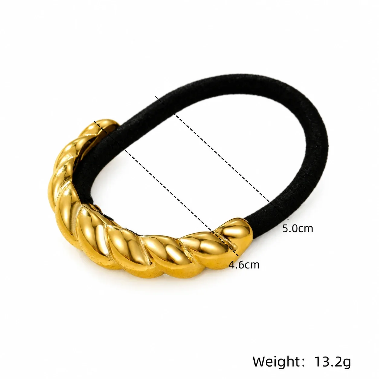 Hair Tie with Braided 18K Gold-Plated Stainless Steel Accent