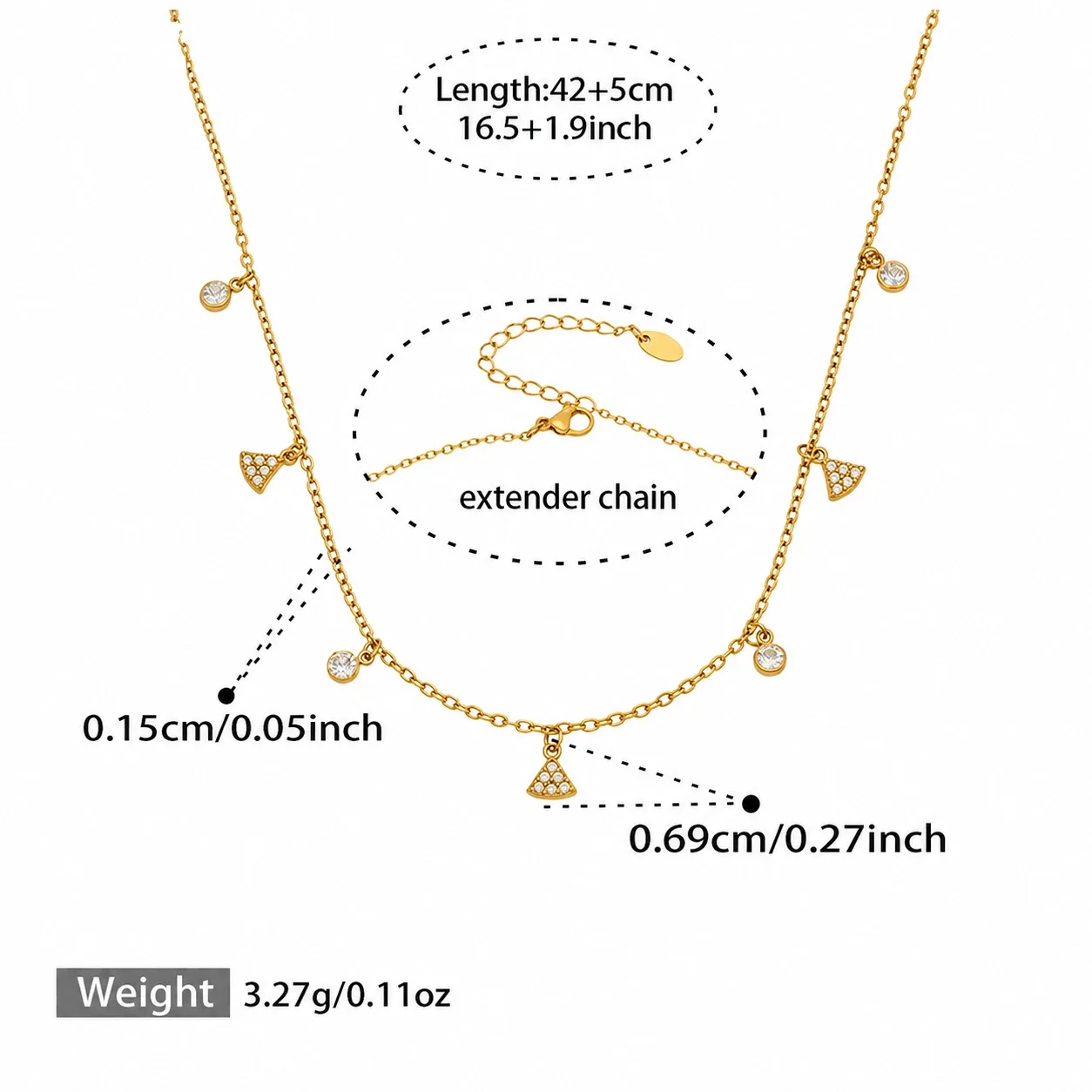 Celestial Gold-Plated Stainless Steel Star Bead Y Necklace Set - Gold A + cm