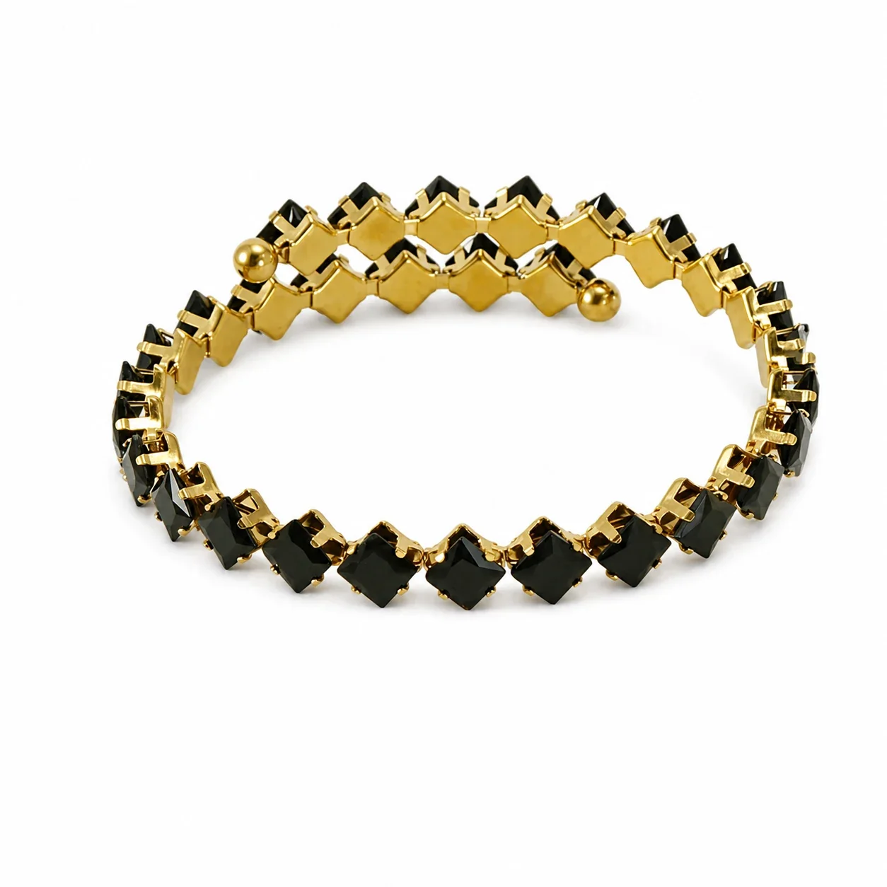 Radiant 316 Stainless Steel Square CZ Bangle Bracelet