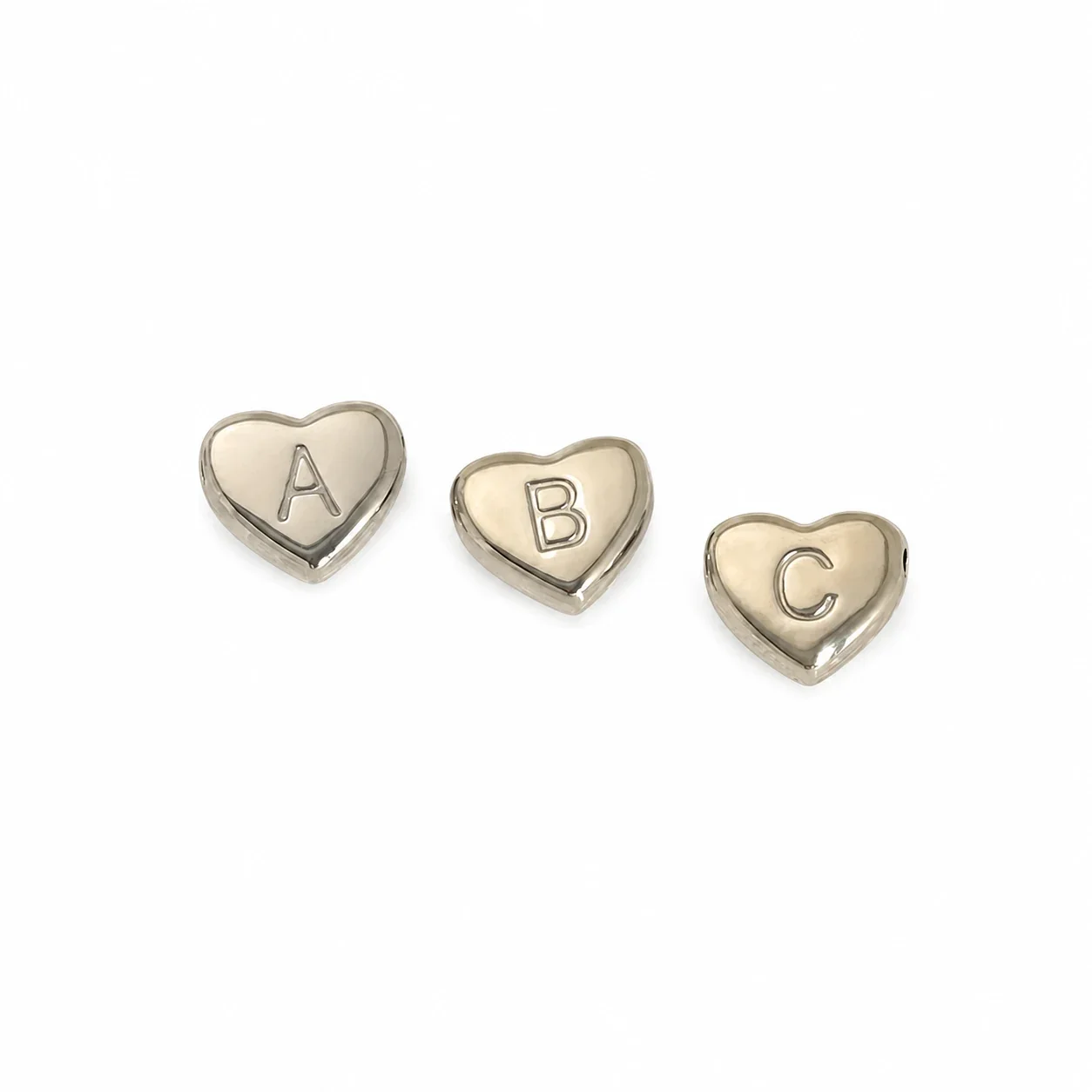 Polished Stainless Steel Heart Initial Pendant Necklace