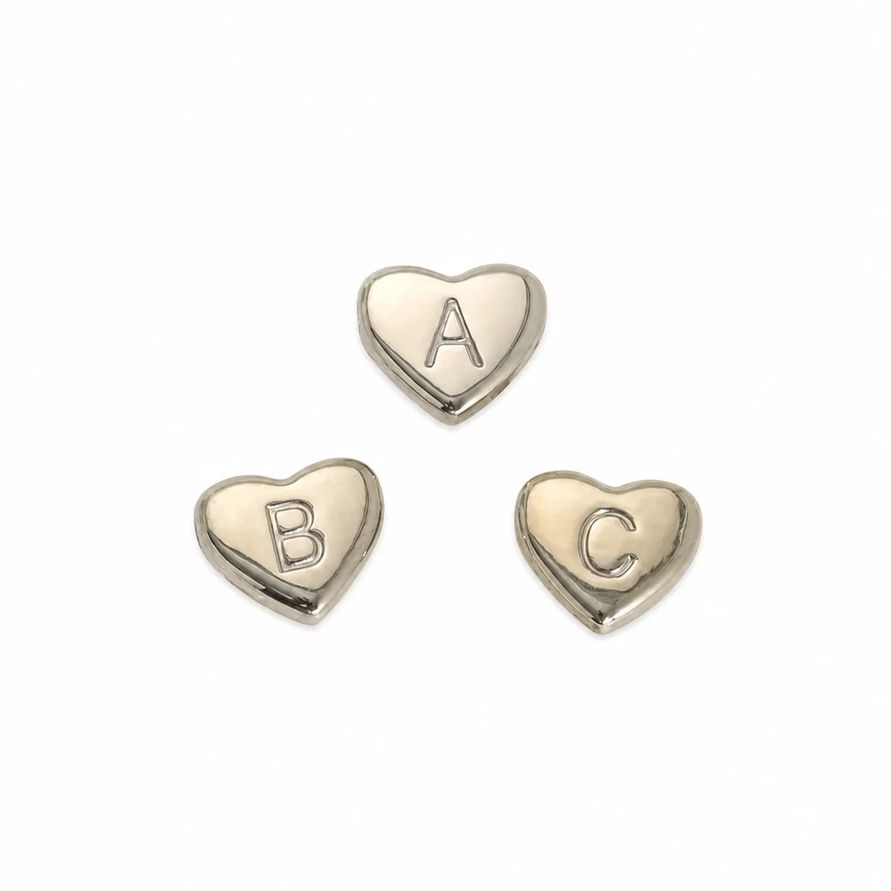 Polished Stainless Steel Heart Initial Pendant Necklace